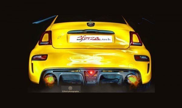Abarth 595 Estrattore Posteriore Maggiorato Carbonio con luce stop EU - immagine 5
