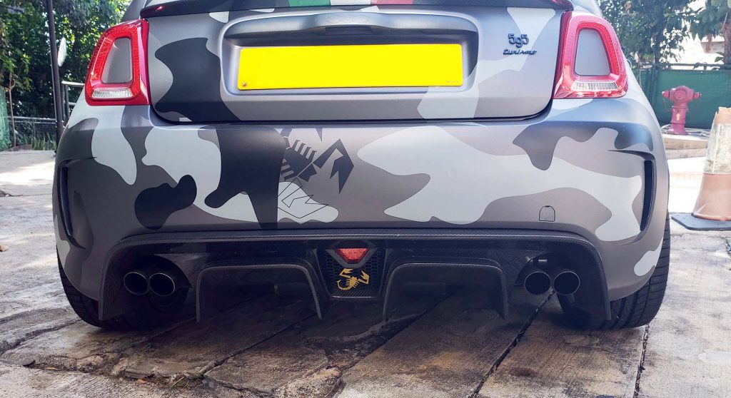 Abarth 500 carbon rear diffuser 595 style camo style