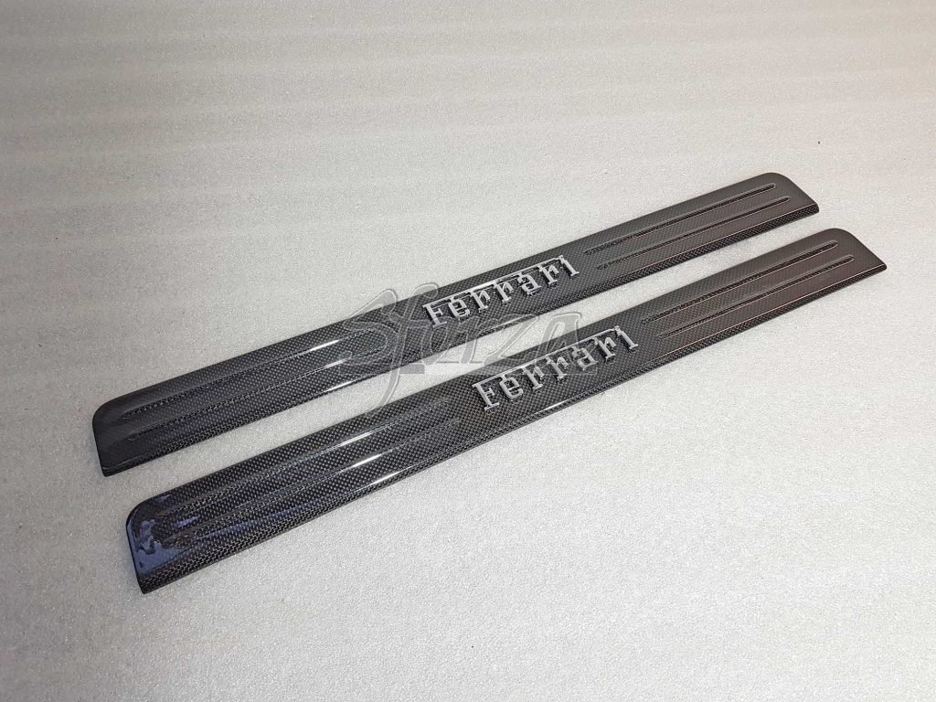 Ferrari 488 F8 Carbon Kickplates door Sills with oem badge